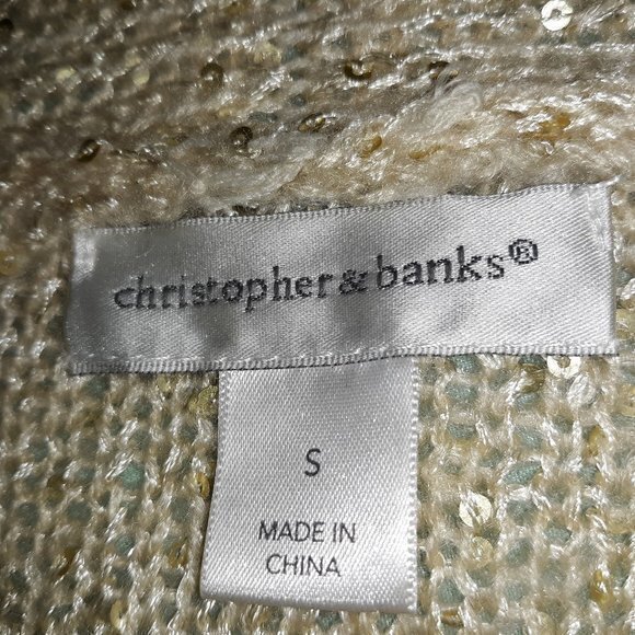 Christopher Banks Glittery  Gold Holiday Sweater - Picture 6 of 10